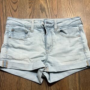 AE high rise shortie-Light Blue Denim Women's Shorts